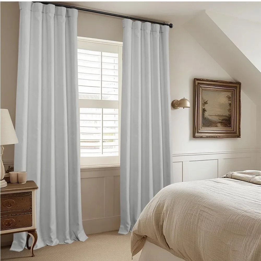 HPD Half Price Drapes Faux Linen Textured Room Darkening Curtains 96” 1 panel